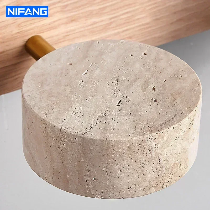 Nordic Travertin Stein Wand Lampen Drehbare Spiegel Licht doppelseitige Kreative Kreisförmige LED Badezimmer Eitelkeit Spiegel Front Lampe