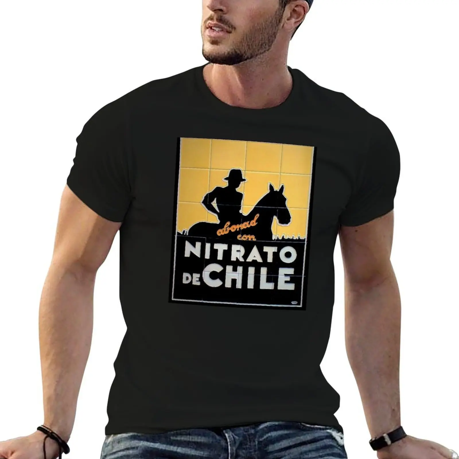 Camiseta masculina com estampa em espanhol Chile Nitrate - Nitrato de Chile, camiseta masculina 100% algodão, camiseta slim fit para homem