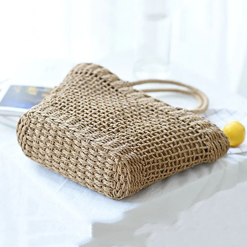 The New Wisp Mesh Checkered Handmade Straw Bag Casual Weaving Women\'s Bag Gives A Gift To A Friend