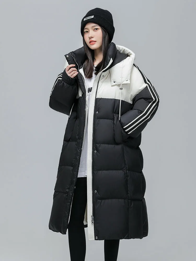 Imagem -05 - Cabolsa Longo com Capuz Coreano Feminino Cabolsa de Inverno Quente Branco Duck Down Parker Fashion 2023