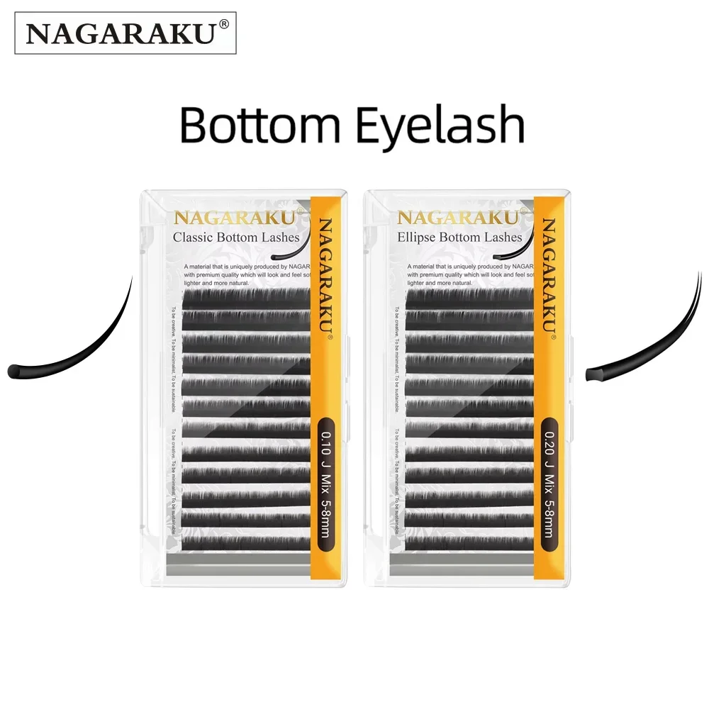 NAGARAKU Bottom Eyelash Extension Makeup Ellipse Classic Curl 5mm 6mm 7mm Black Color Eyebrow Lashes