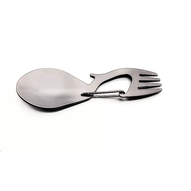 Pure Titanium Folding Tableware, Multifunctional Fork Spoon, Bottle Opener, Outdoor Camping