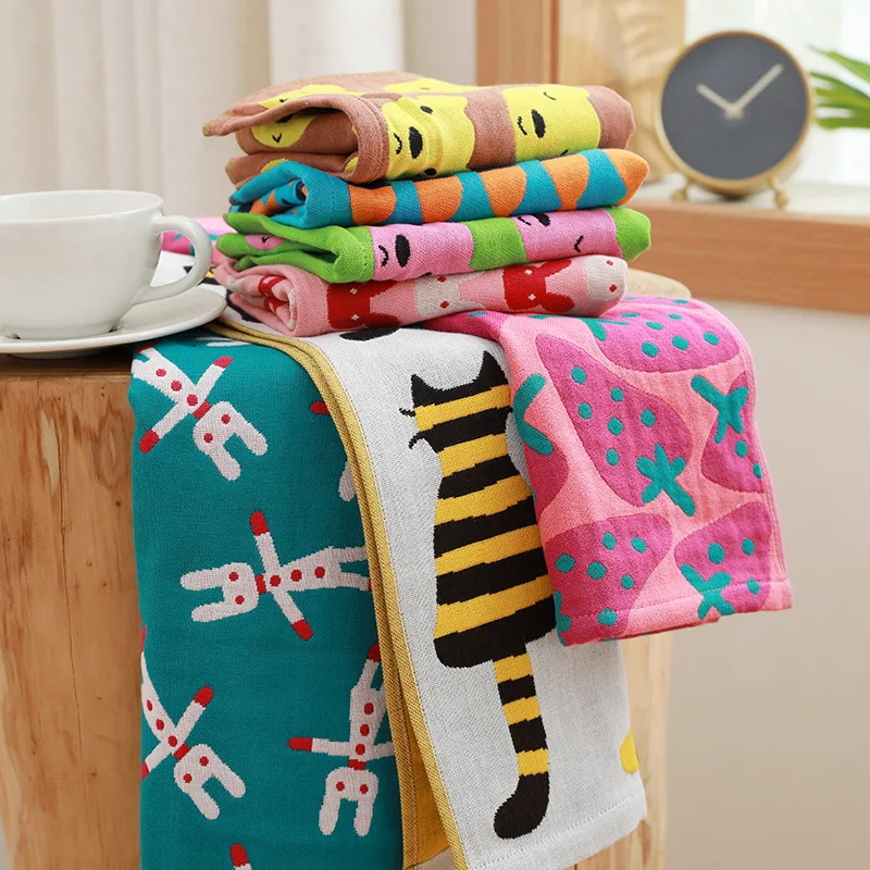 Three Layers Of Gauze Children\'s Towel Breathable Baby Cute Little Towel Soft Cotton Washcloth Handkerchief Absorbent Face Towel