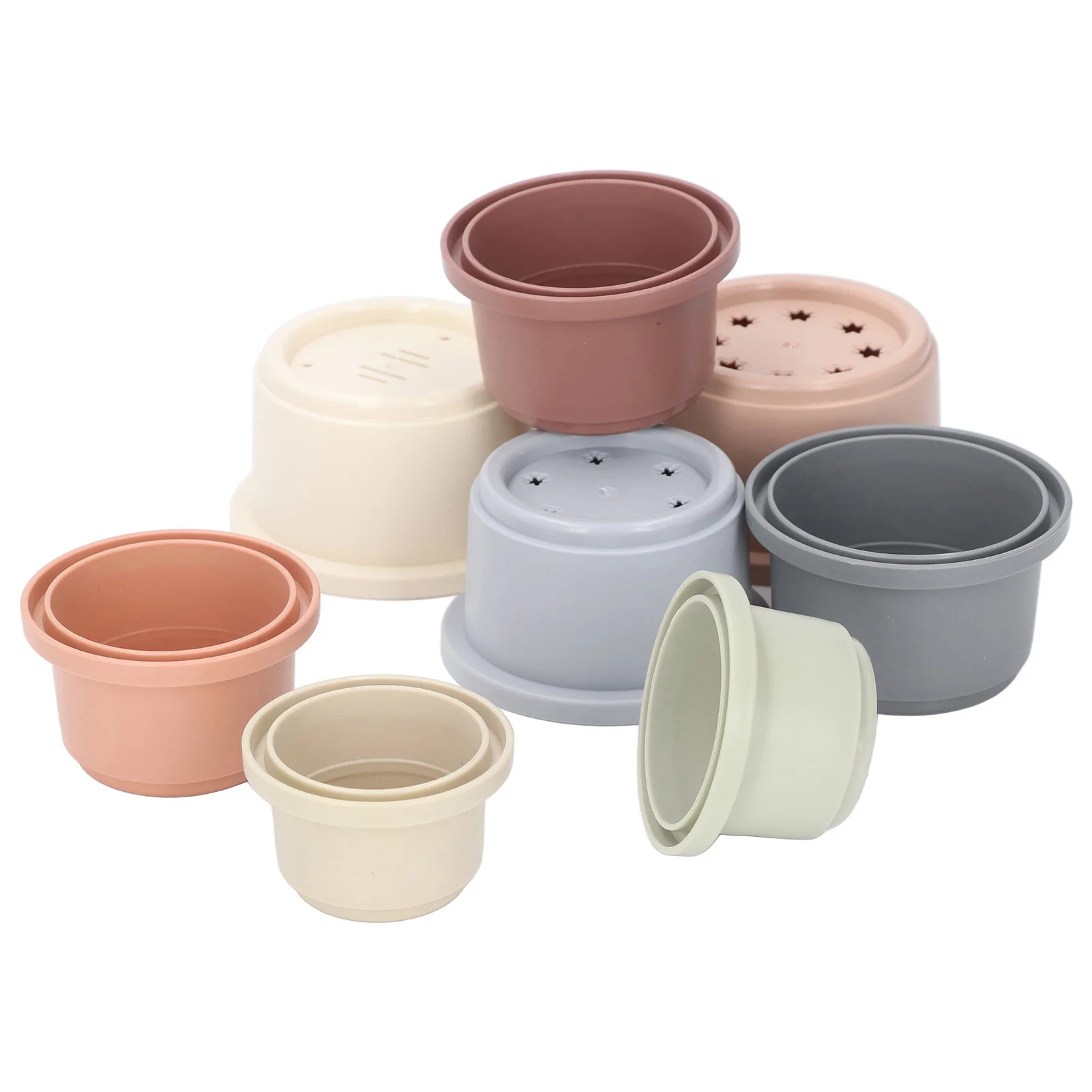 8Pcs Stacking Cups Color Learning Rich Colors Modern Design Fun Educational Toys for Baby Shower Gifts Bath Toys