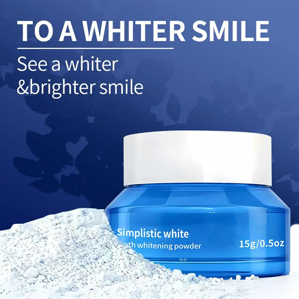 Simplistic White Teeth Whitening Powder Stain Removing Tooth Powder Reduce Plaque Brighten Tooth Surface Daily Oral Care Product