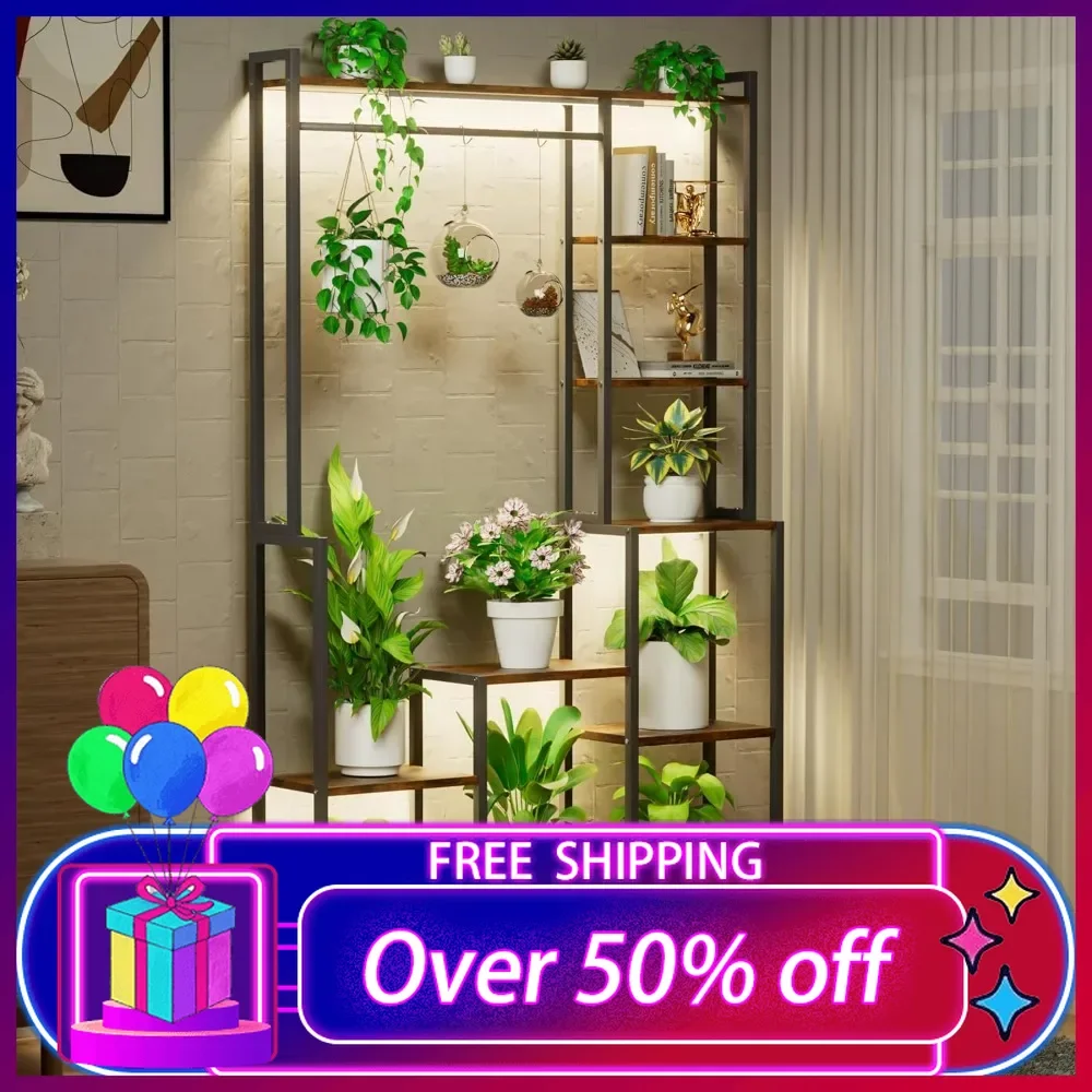 

Plant Stand Indoor with Grow Light - 71 Inches Tall Plant Shelf 8 Tiered Metal Plant Stand, Square Flower Stands Display Rack