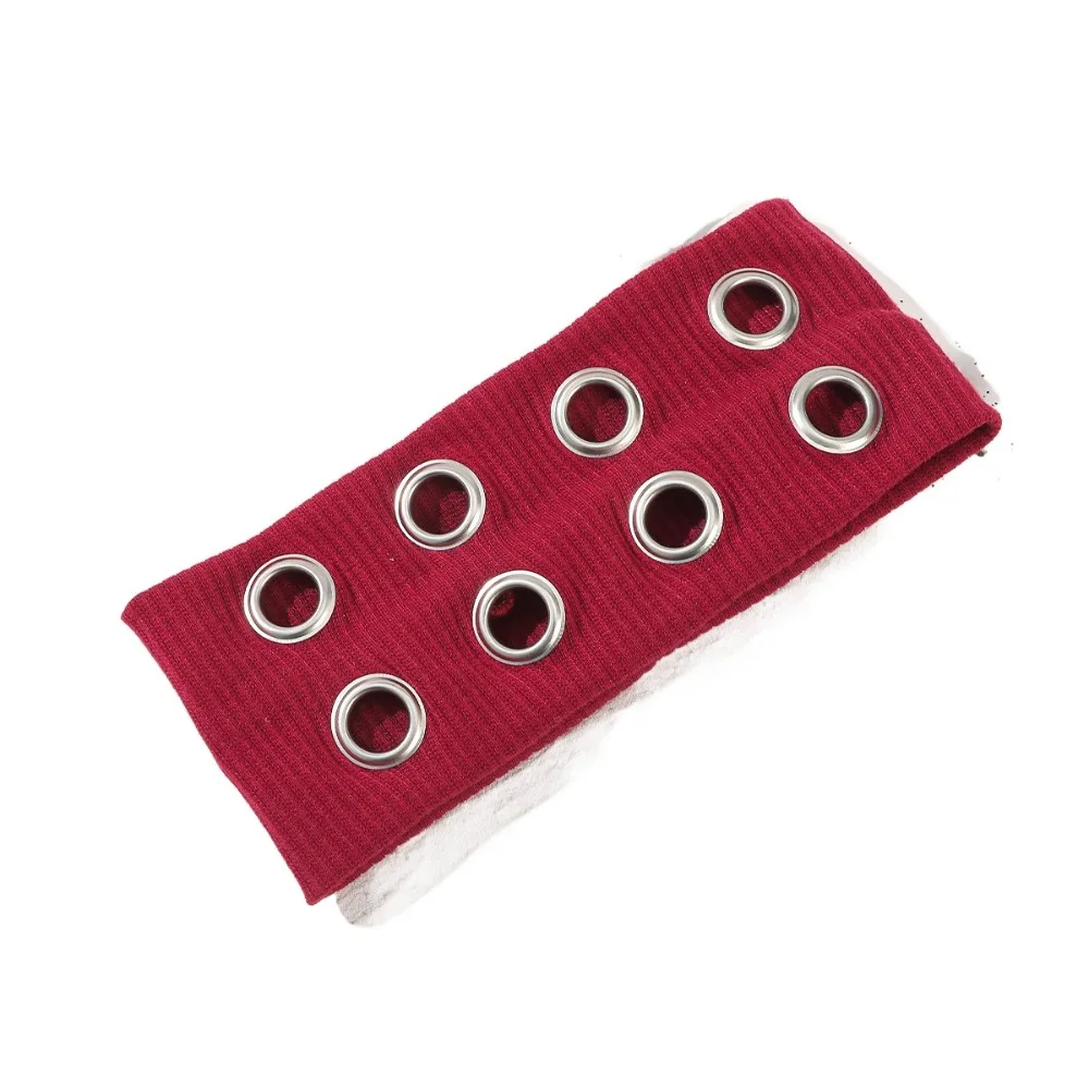 

Metal Eyelets Rock Head Band Wide Elastic Fabric Punk Headwrap Hollowed Design Rock Style Hollowed Out Eyelets Headband