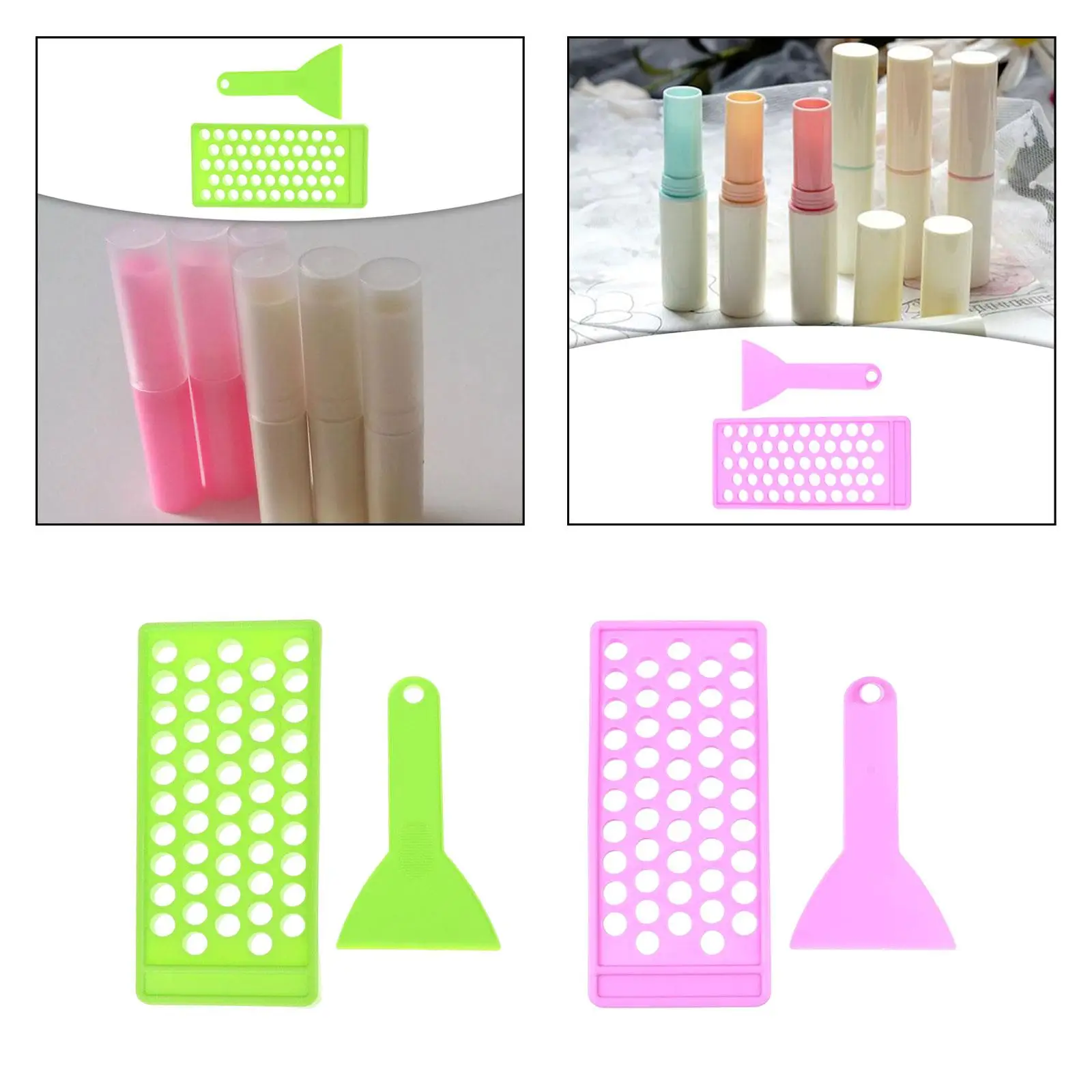 50 Hole Lip Balm Filling Tray and Spatula Set for DIY Handmade Chapstick Lip Gloss Crafting