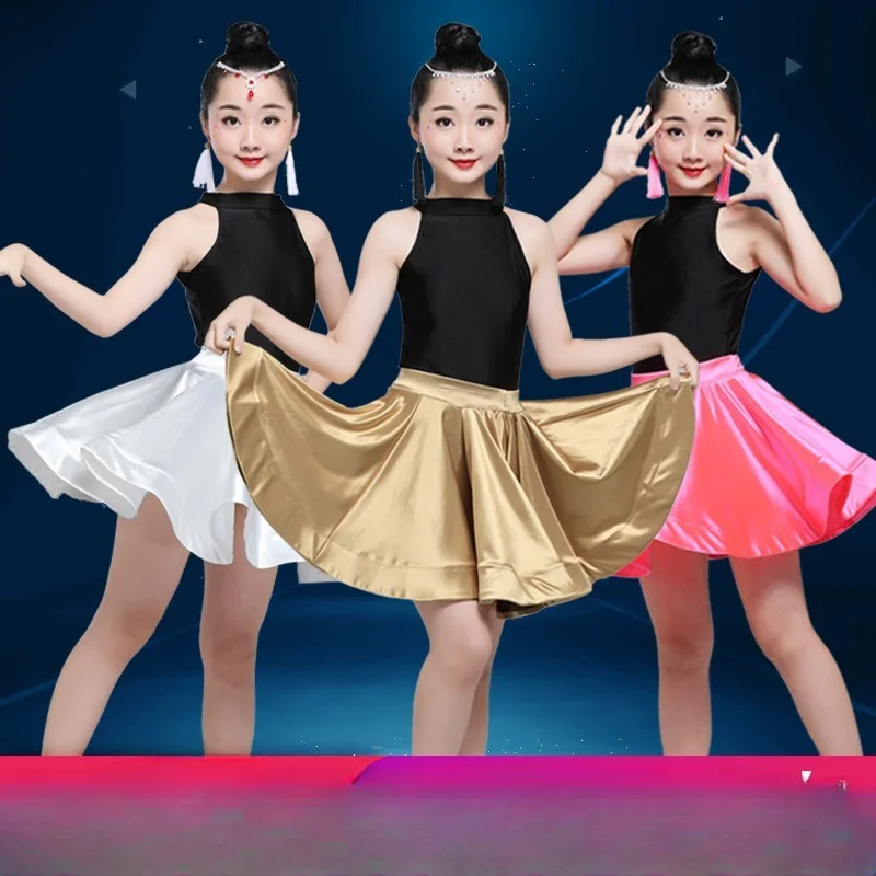 New Children\'s Latin Dance Skirt Summer Children\'s Latin Dress Test Suit Girls Practice Dance Suit Latin Dance Dress