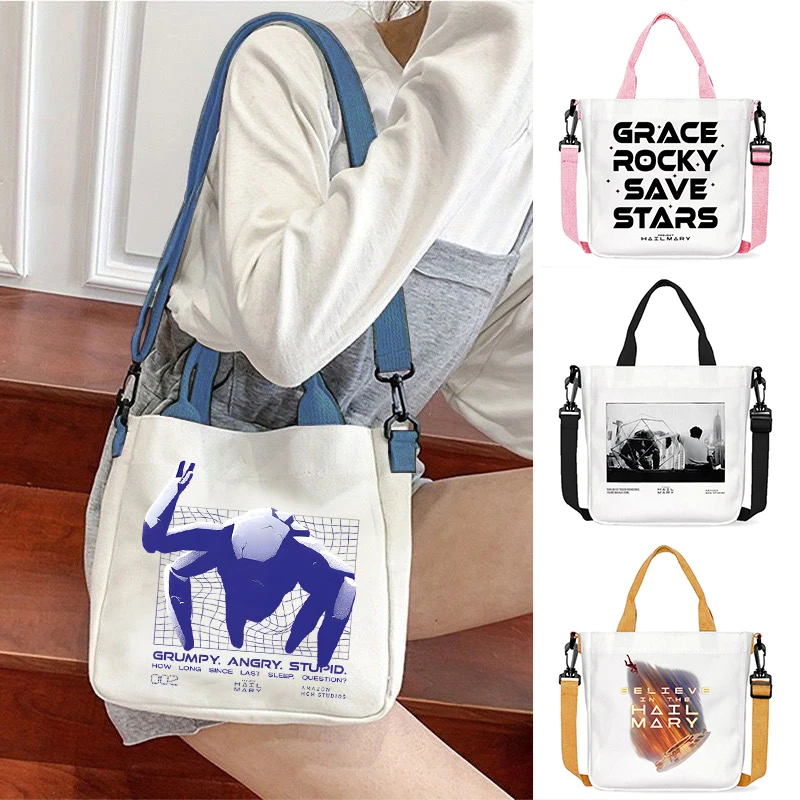 Project Hail Mary Fist My Bump Rocky Canvas Crossbody Bag Women Men Girl Boy Square Handbag Pop Movie Messenger Shoulder Packet