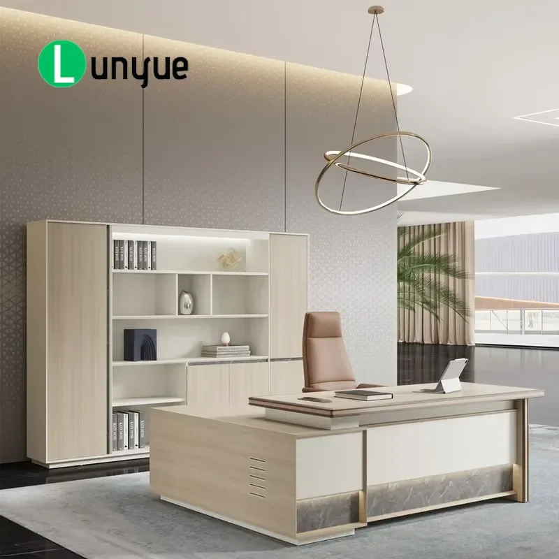 Executive Office Desk Modern Deluxe Manager Table for CEO President Boss Computer Workstation Home Business Furniture