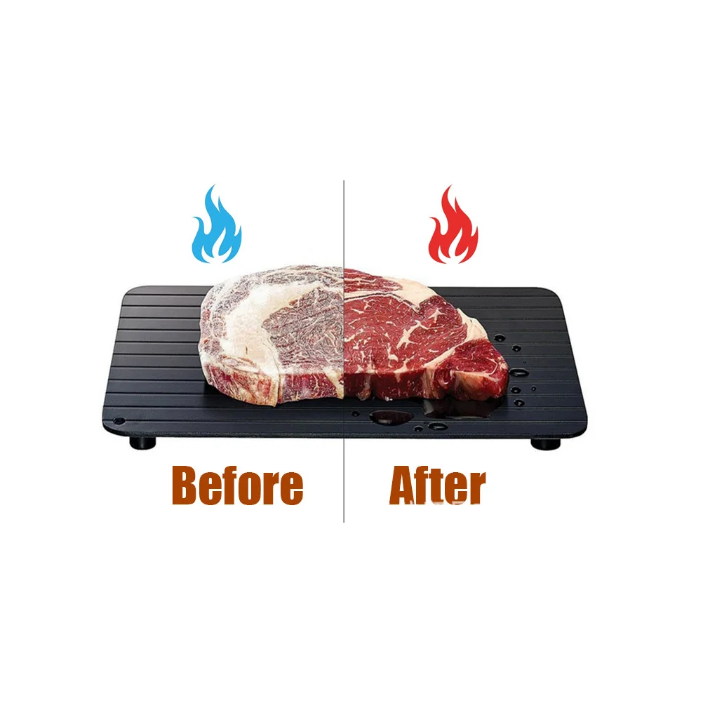 

1Pcs Fast Defrosting Tray Aluminum Quick Thaw Plate Natural Meat Food Thaw Board Kitchen Supplies 35.5x20.5x0.3cm Black