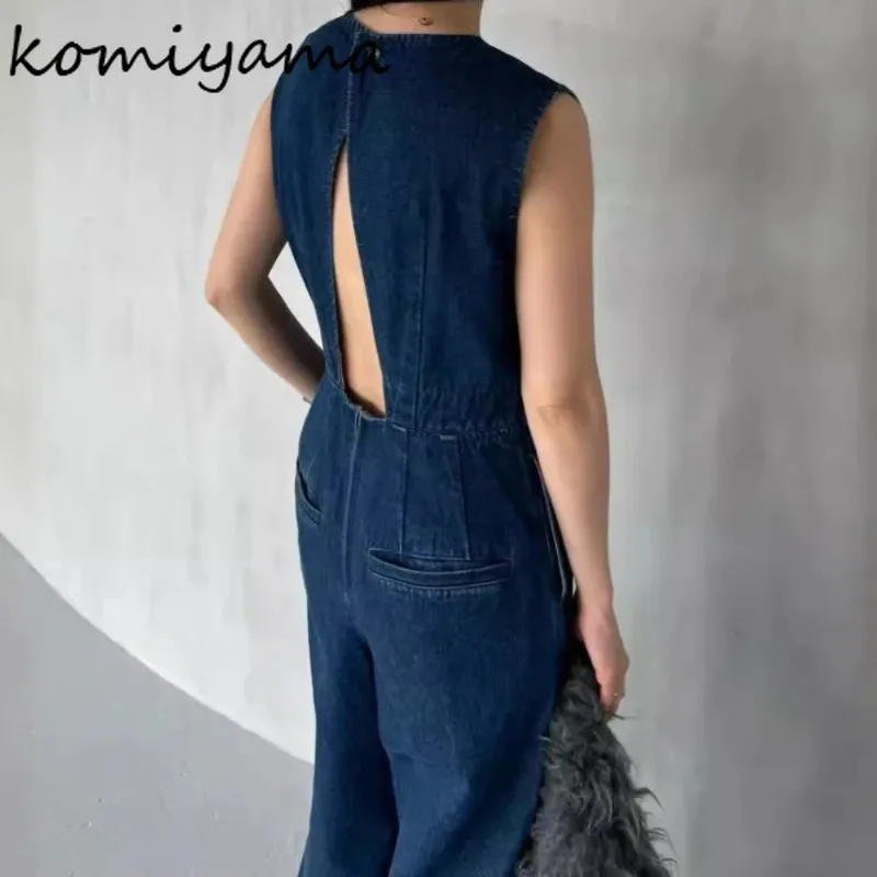 Sexy Backless Rompers Spring Summer Clothing Japan Lazy Style Jumpsuits Loose Casual Wide Leg Pants High Waist Onsie Women