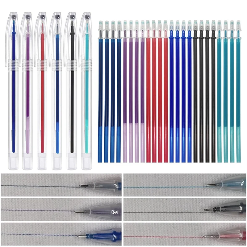 Новинка 2025 года, 6 термостираемых ручек, маркеры для ткани с 24 стержнями, маркеры для ткани подходят для квилтинга, швейные принадлежности