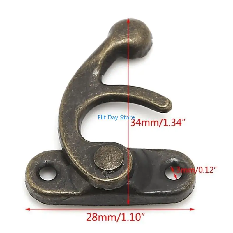 F92C 10x Antique Metal Catch Curved Buckle Horn Lock Clasp Hook Gift Jewelry Box Padl