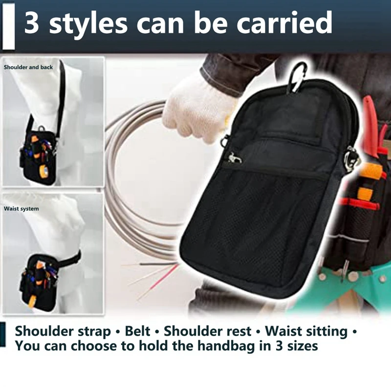 AC88-Shoulder Tool Storage Bag Portable Tool Bag Multifunctional Waist Bag Subdivided Storage Easy Work DIY
