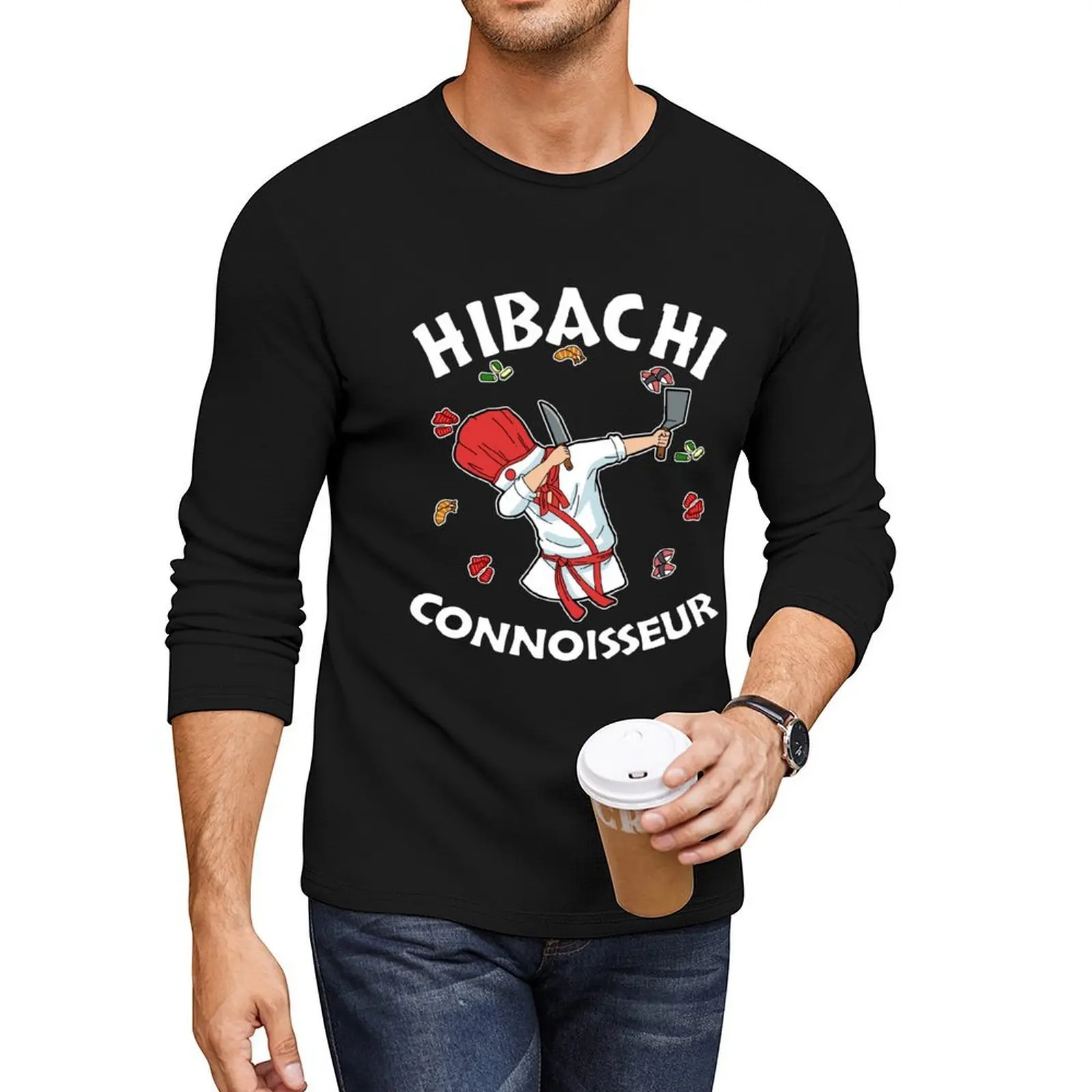 

Hibachi Chef Costume Hibachi Connoisseur Japanese Hibachi Long T-Shirt anime Tee shirt black t shirts mens t shirts pack
