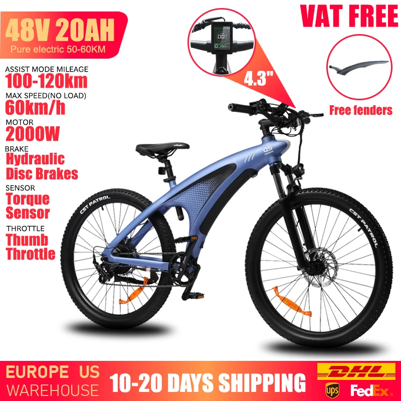 HUANCI Q5 E Bike 2000W Electric Dirt Bike Off-Road Electric Bikes 48V 20AH Electric Bicycle 57km/h 27.5 Inch Ebikes Adults Bike image 5
