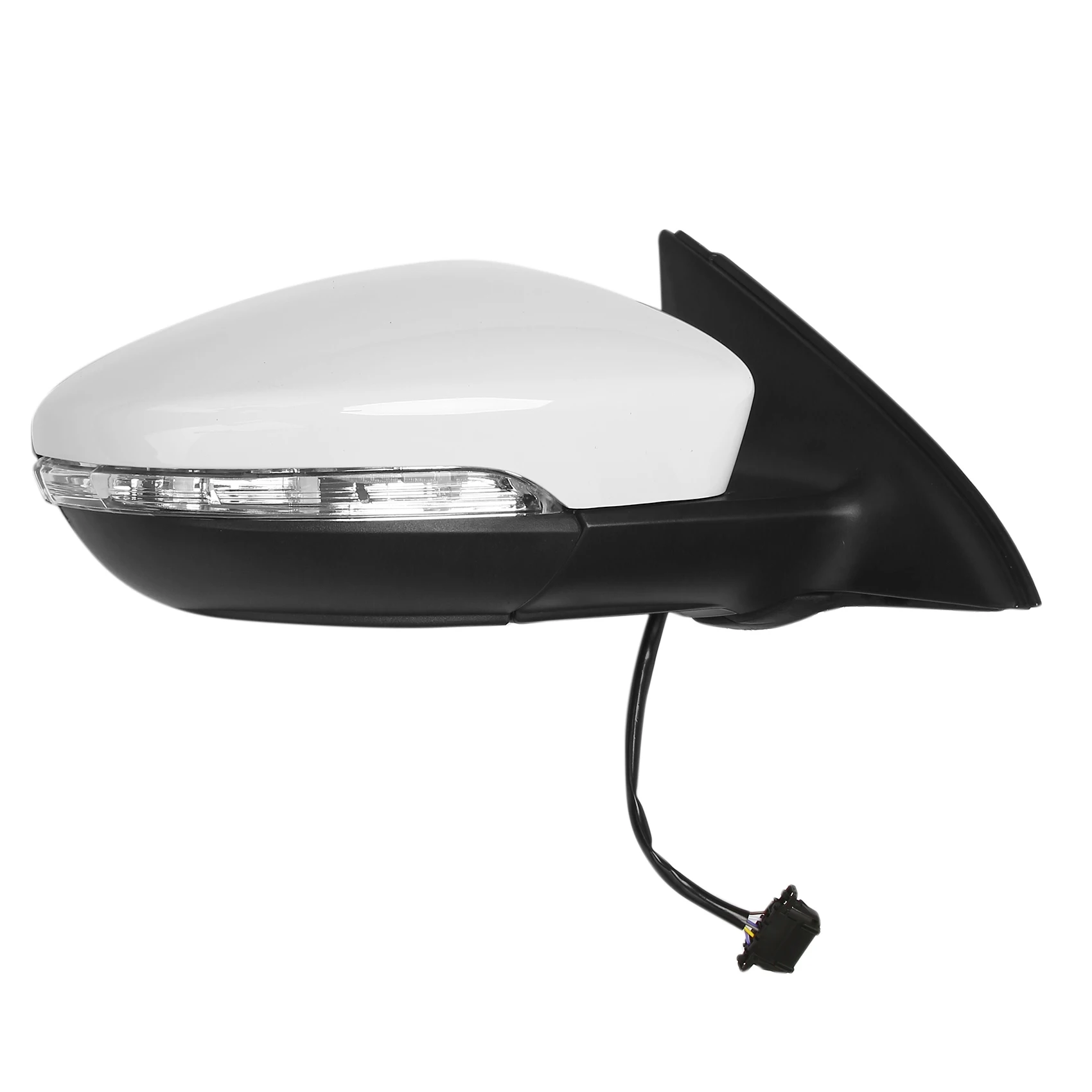 Compatible Right Side Rear View Mirror Assembly Power Glass Heated Turn Signal 6 Wires for 2011 - 2018 5C7857508 White