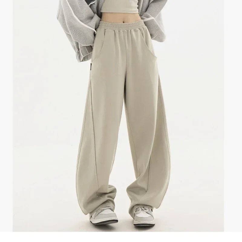 

2023 Fashion Bf Oversize Sweatpants Streetwear High Waist Women Loose Y2K Wide Leg Pants Korean Vintage Pockets Casual Trousers