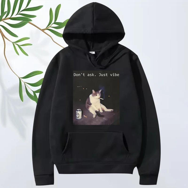 

Retro Funny Smoking Cat Meme hoodie 2025 men ’s women vintage Long sleeve Sweatshirt with print Graphics oversized hoodie unisex