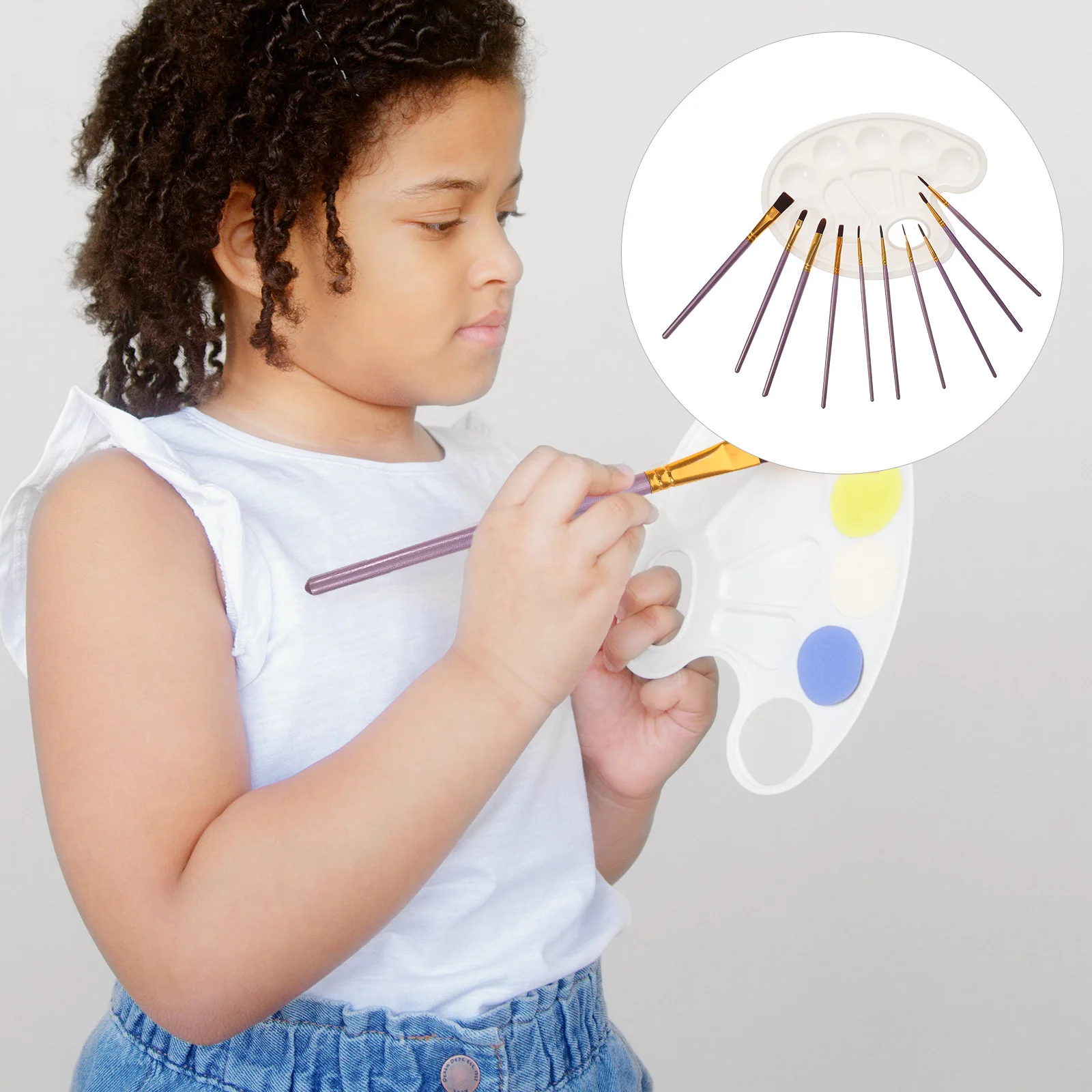 

11Pcs Watercolor Brush Set Featuring Strong Workmanship And Mixing Plate Ideal For Young Artists And Hobbyists