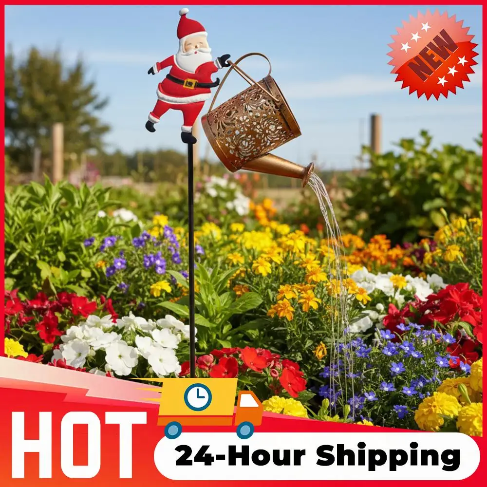 

Уличные рождественские солнечные фонари для чайников Санта-Клауса, садовые лужайки, рождественские огни, солнечная лейка Санта-Клауса со светодиодной подсветкой, декоративная