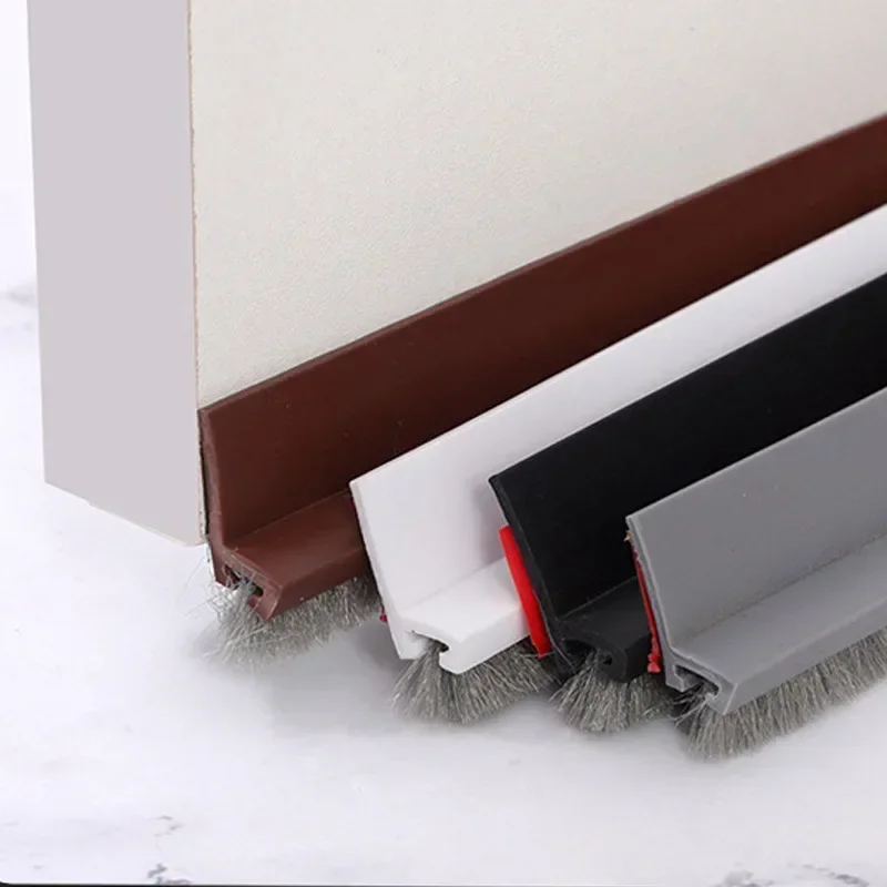 New Door Bottom Brush Seal Strip 100cm Insectproof Windproof Door Bottom Seal Strip Door Sweep Seals Soft Brush Home Hardware