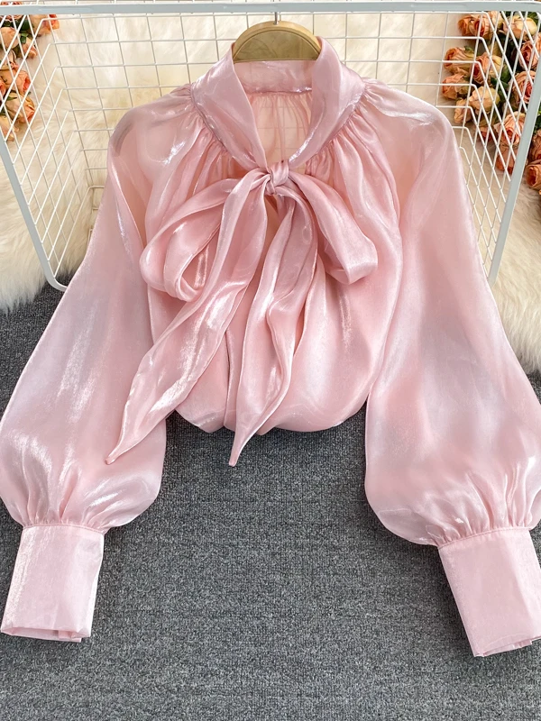 

Женская рубашка Ele Long Sve свободного кроя с узлами, в корейском стиле, для защиты от солнца