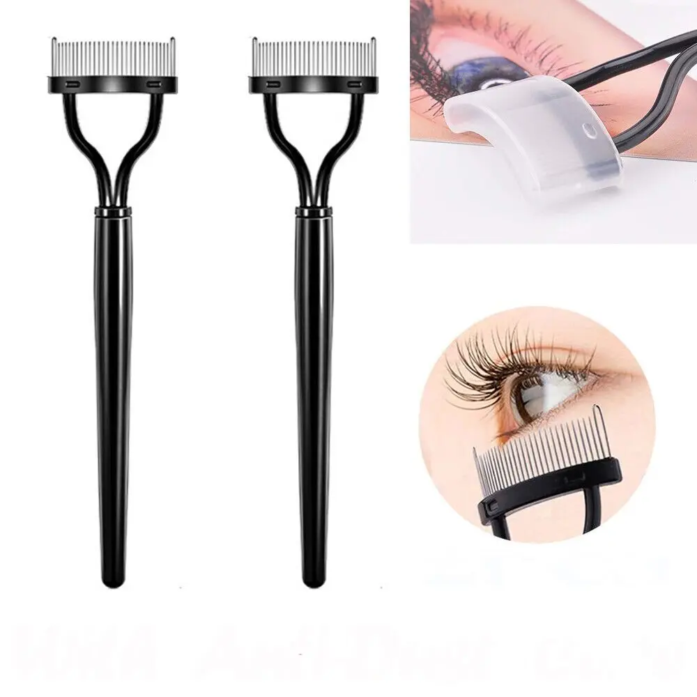 Nova escova de metal escova de cílios pente rímel elevador curl aço inoxidável lash separador preto ferramenta maquiagem modelador de cílios