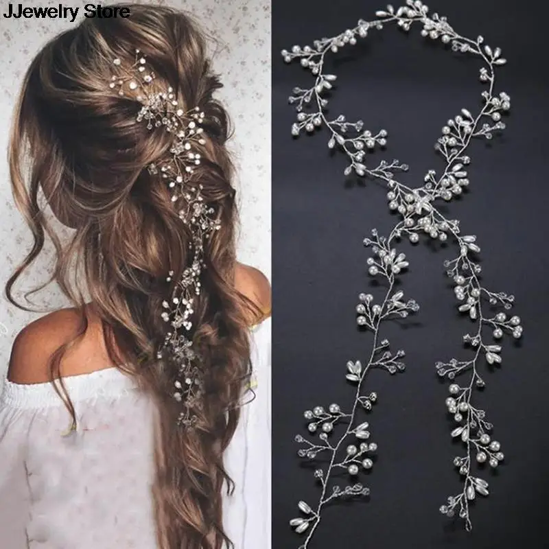 Wedding Headdress Pearl Crystal Headband Bridal Hair Accessories Headpiece Women Handmade Tiara Wedding Hair Ornaments Jewelry