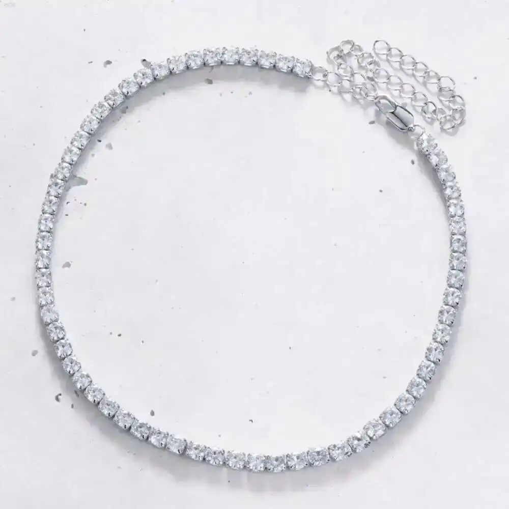 

Ювелирные изделия из муассанита 4 мм, классическое 10-каратное золото d, цвет Vvs, муассанит, бриллиант, теннисная цепочка Iced Out, ожерелье