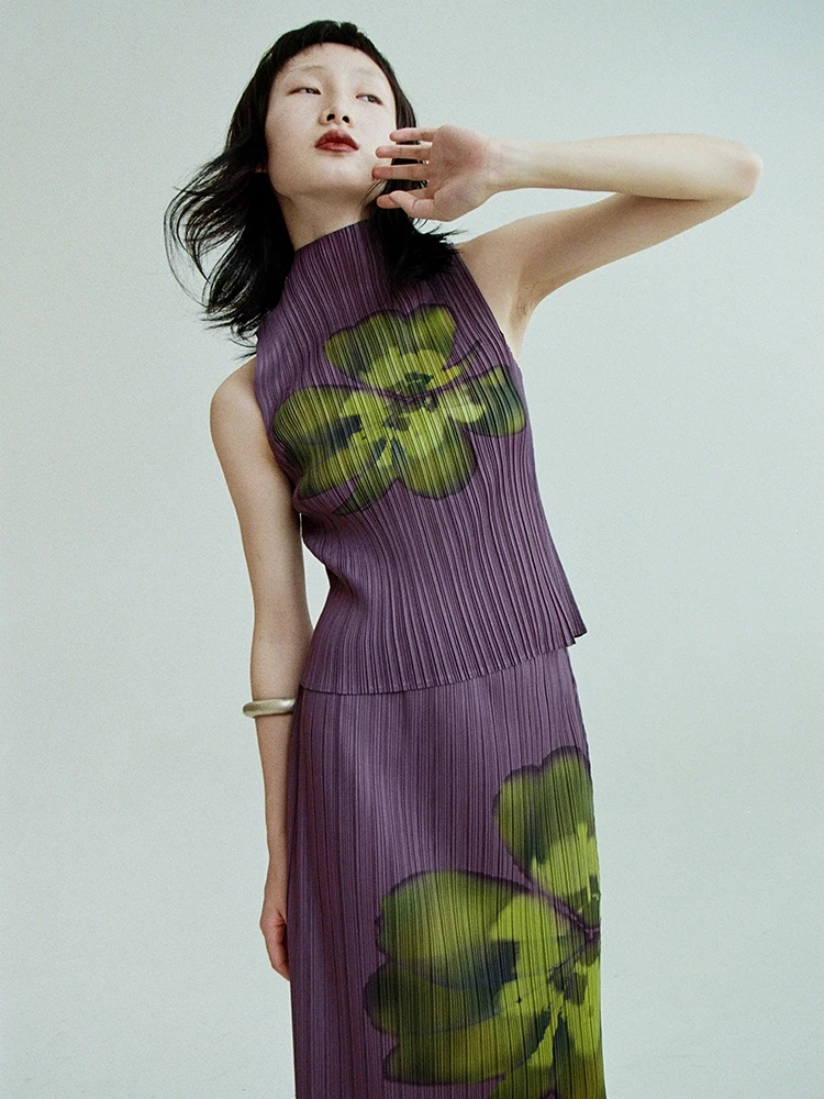 

T Lonely MGLM плиссированный комплект с цветочным принтом из полиэфирного волокна, осенняя коллекция, женская юбка, ансамбль, моющийся и один