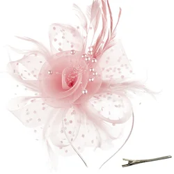 Hot Sale Tea Party Headwear Fascinator Hats headdress Flower Mesh Ribbons Feathers on a Headband and Clip