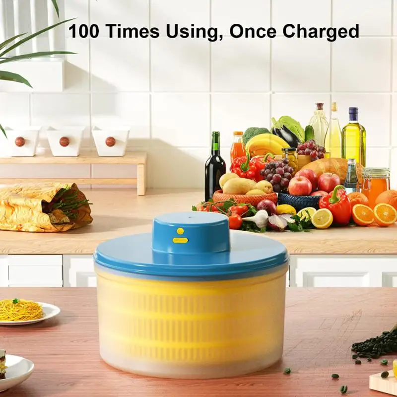 Vegetable Dehydrator Electric Quick Cleaning Dryer Fruit and Vegetable Dry and Wet Separation Draining Salad Spinner Home Gadget