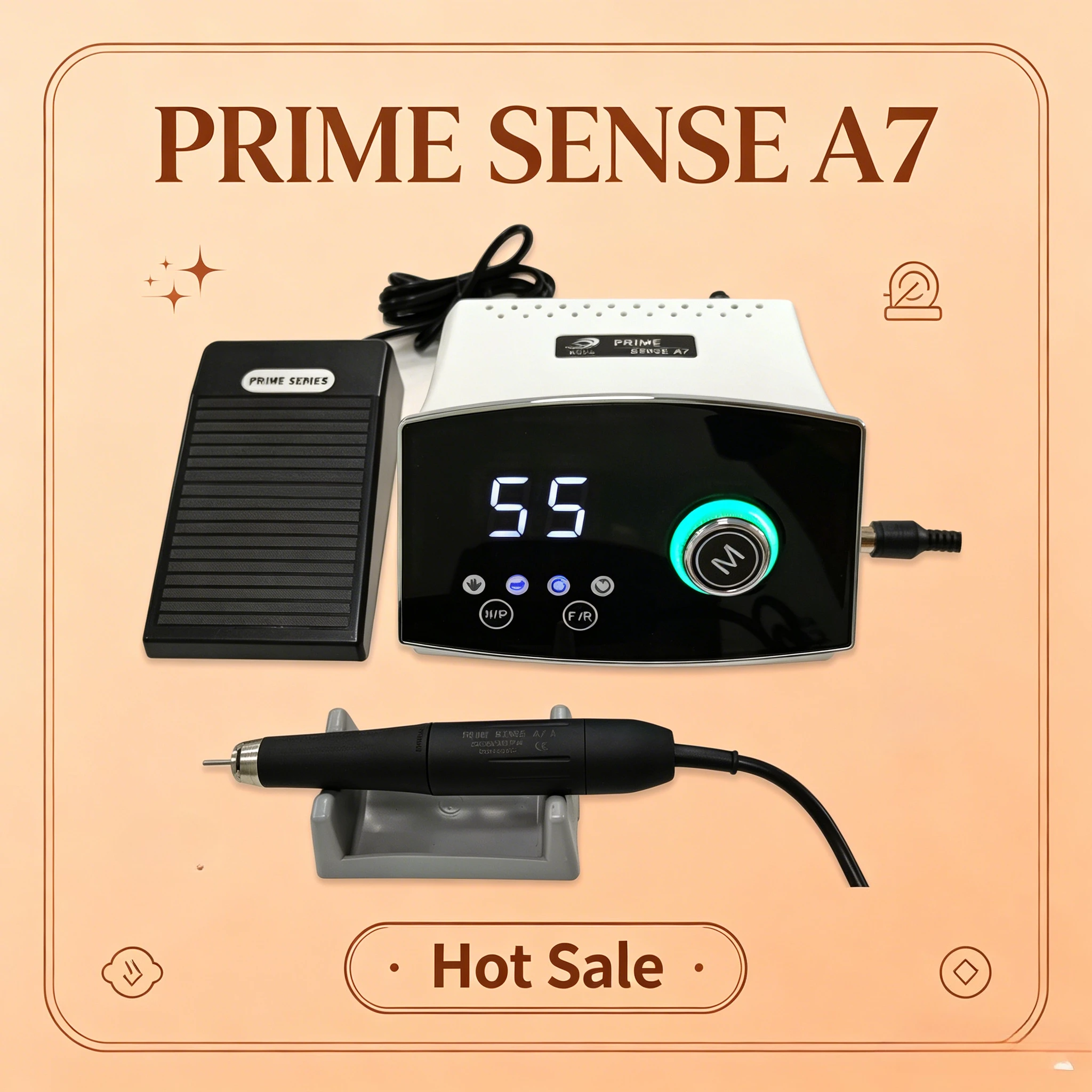 Prime Sense A7 Brushless Micromotor 240W 55000RPM High Speed BLDC Motor Electric Polisher for Nail Art & Jewelry Processing