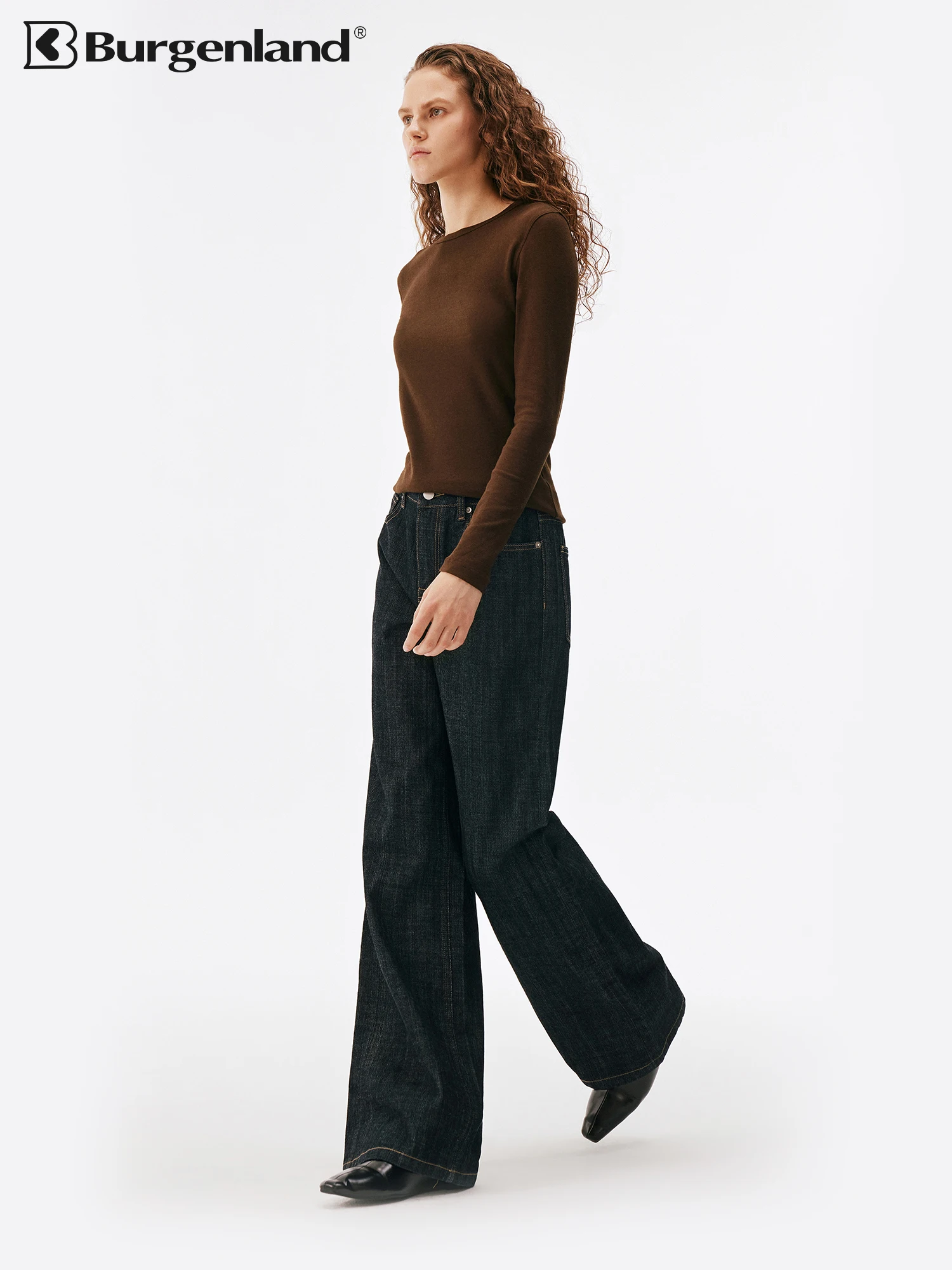Burgenland Vintage Denim Wide Leg Pants Women Loose Straight High Waist Slimming Trousers Casual Cotton Long Jeans
