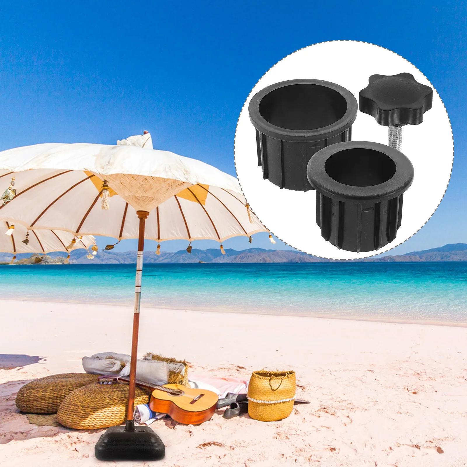 

3pcs Umbrella Hole Plug Screw Base Stand Replacement Parts Cover Parasol Ground Anchor Accessories Patio Outdoor Furniture