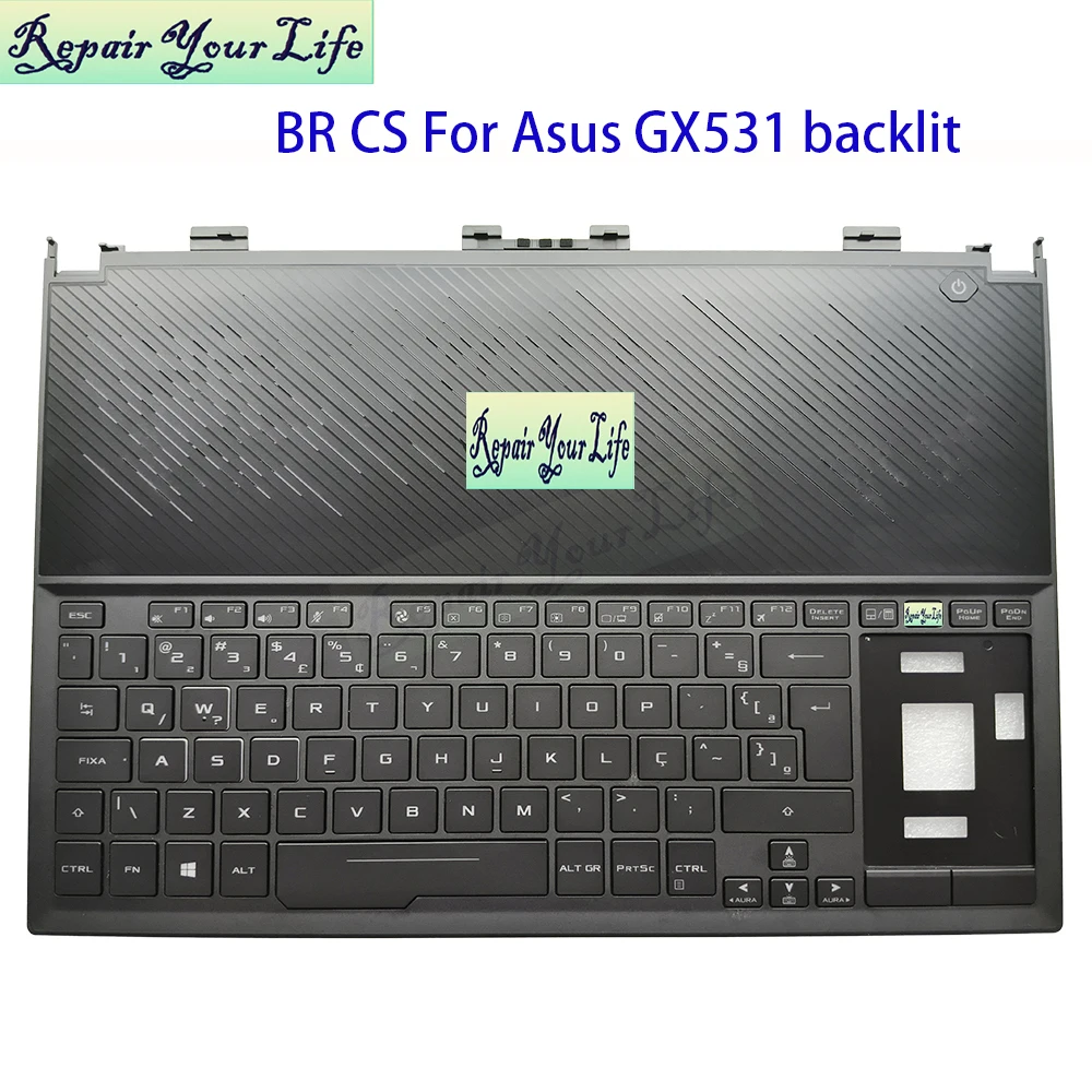 

Czech Brazilian Palmrest Keyboard Backlit For Asus ROG Zephyrus GX531GM GX531GW GX531GX GX531 13NR0101P01111 PT-BR Teclado New