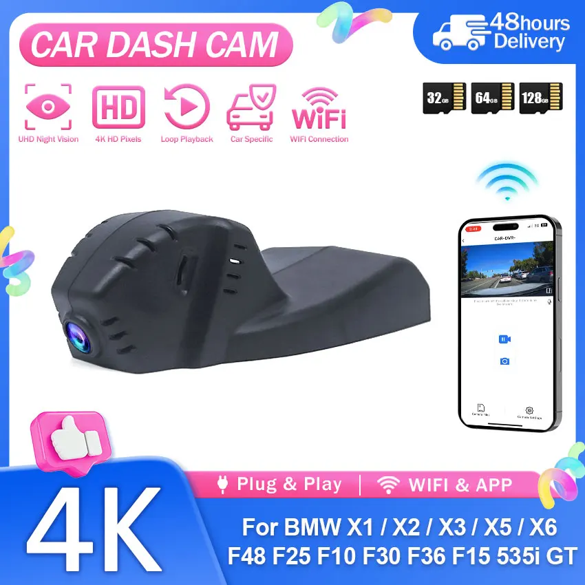 HD 4K Dash Cam For BMW Chassis F01 F02 F06 F07 F10 F11 F15 F16 F20 F21 F25 F26 F30-F32 F36 F45 F48 F80 F82 F85 Video Recorder