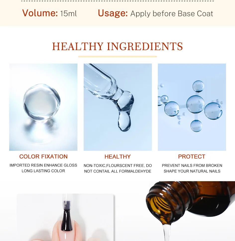 Arte Clavo 15ml Nagel-Primer Dehydrator Base Top Coat Säurefreier Bonder UV-Gel Nagellack Langanhaltend Salon Großhandel – Detail 4