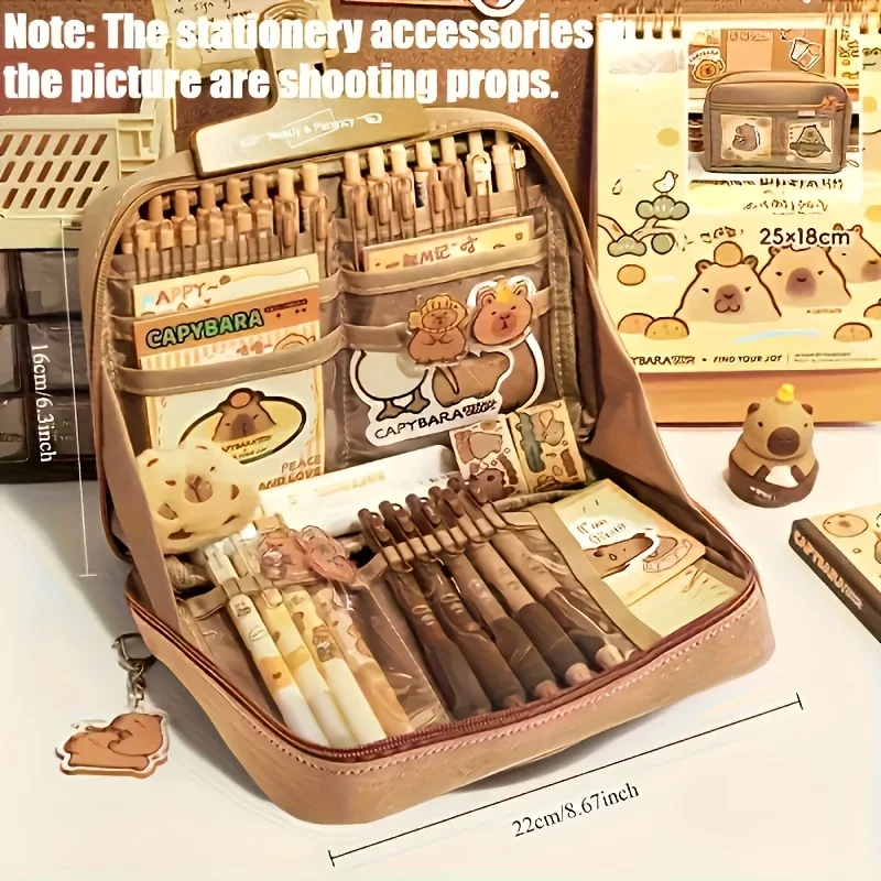 Picture 7: 53pcs Capybara Themed Stationery Set | Includes Plush Toy, Stickers, and Accessories