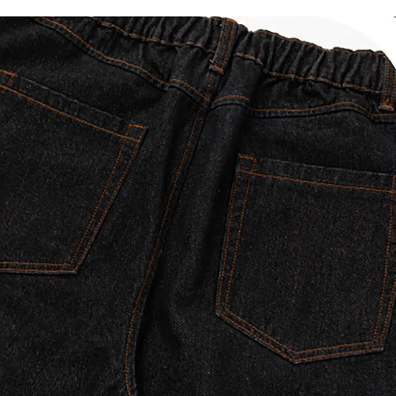 Men'S Denim Pants Vintage Washing Wide Leg Loose Elastic Jeans Casual Straight Trousers