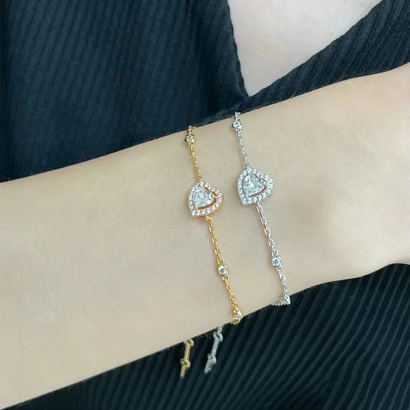 

Лидер продаж 2025, классический браслет в форме сердца из серебра 925 пробы, женский модный простой роскошный ювелирный браслет, подарок на день Святого Валентина для свадебной вечеринки