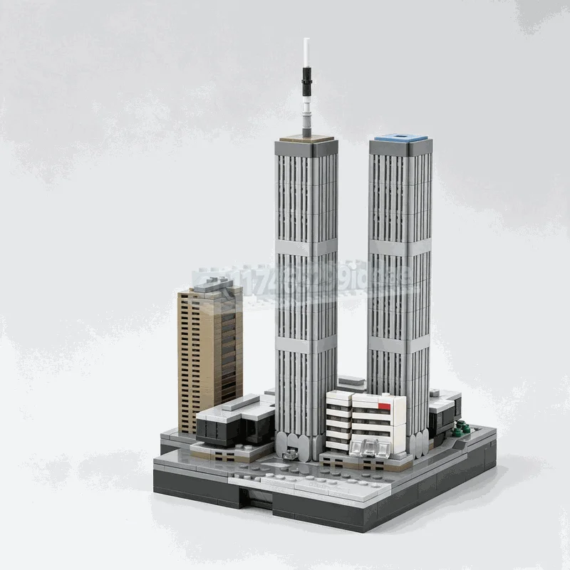 NEW 1107PCS Twin Tower City Landmark Building Blocks Architecture Model DIY Assembly Set Skyline Display Collection Decor Gift