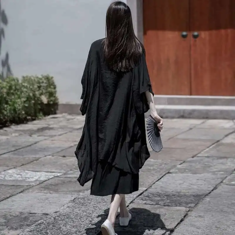 UMI MAO Chinese Style Jacket Yamamoto Dark New Chiffon Slub Large Irregular Sunscreen Outside Sunscreen Coat Women Femme Y2K