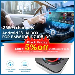 Carplay inalámbrico AI BOX para BMW, Android 13, 4G + 64G, ID6, ID7, ID8, ID9, 8 núcleos, compatible con 4G y WiFi, GPS integrado, Google PLay Stor, nuevo