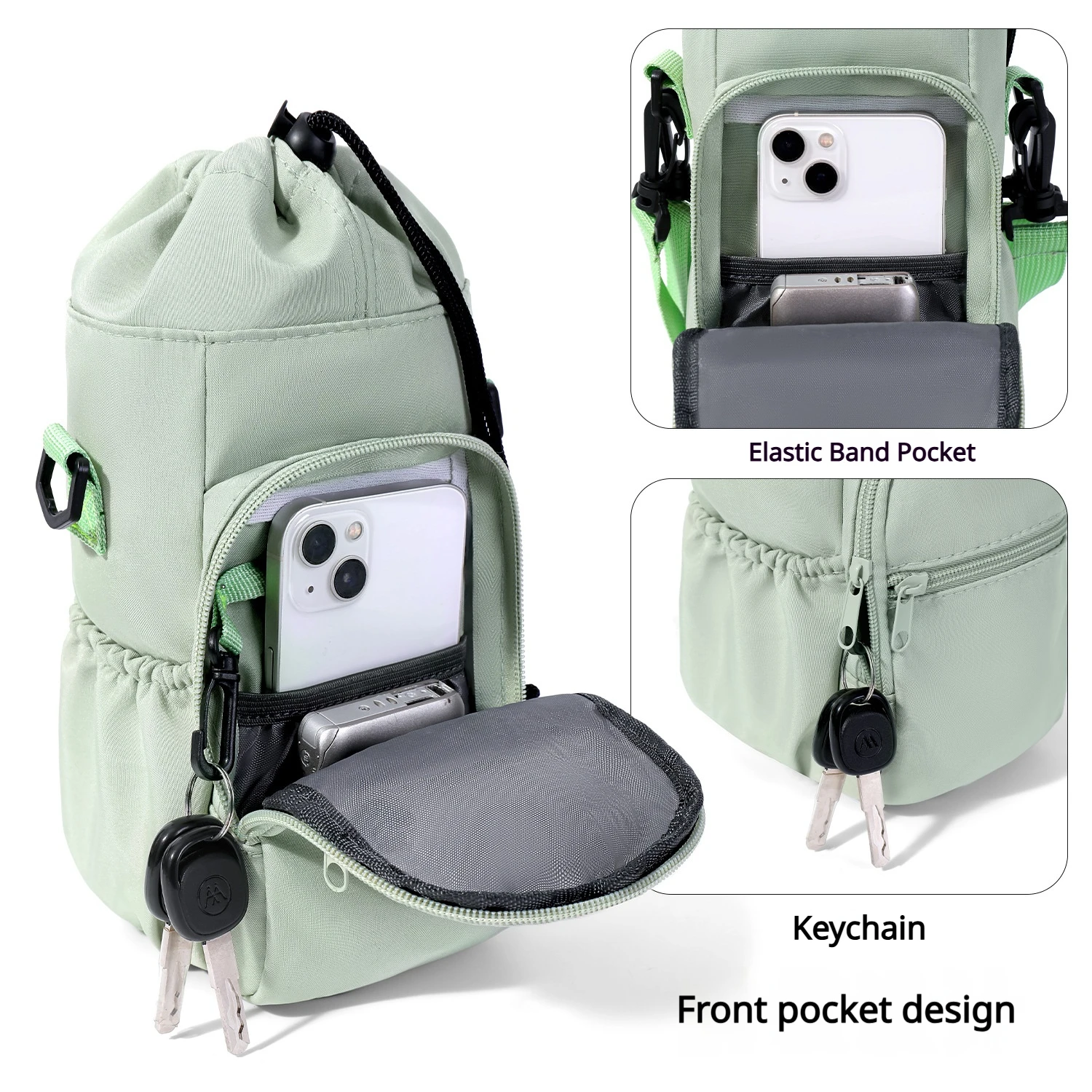 Crossbody drawstring water cup storage bag, insulation cover, single shoulder water bottle bag, waterproof and heat-insulating