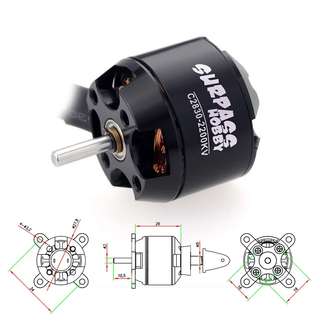 SURPASS HOBBY C2830 Brushless Motor 750KV 850KV 1000KV 1300KV with 30A ESC for RC Fixed-wing FPV Drone Glider Airplane Aircraft