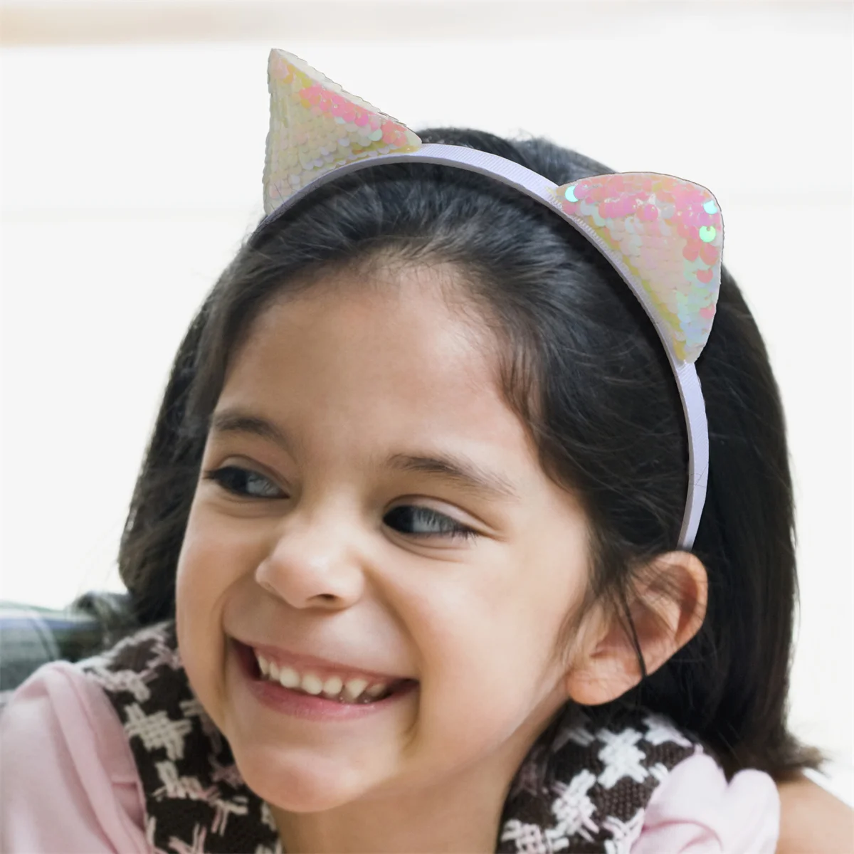 1Pcs Sequin Cat Ear Headbands - Cute Glitter Cat Ear Hairbands for Girls & Kids, Perfect for Parties, Birthdays & Daily Fashion image 2